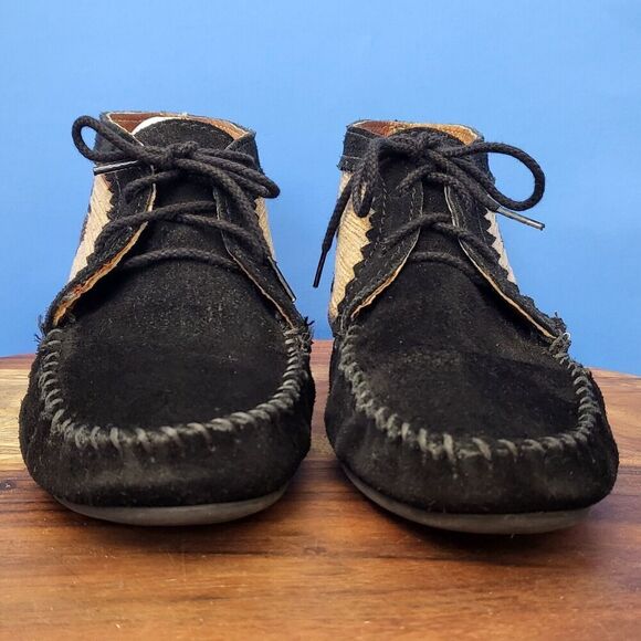 Minnetonka El Paso Moccasin Ankle Boot Black Suede Southwestern Women's 8.5 - Picture 7 of 13